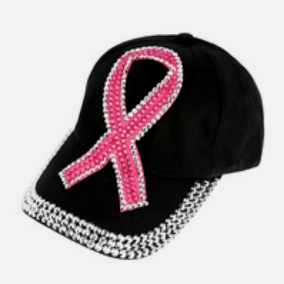 Pink Ribbon Breast Cancer Awareness Bling Baseball Cap NWT